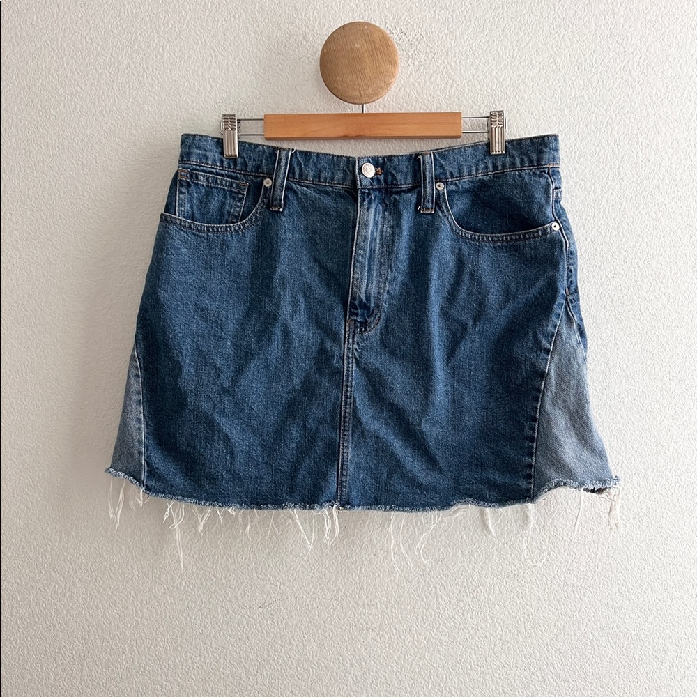 Madewell Two Tone Side Panel Denim Skirt